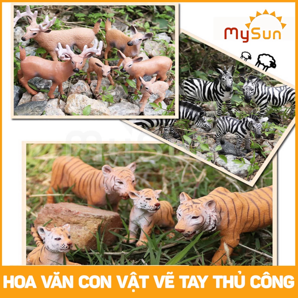 Bộ đồ chơi mô hình thế giới các con động vật hoang dã: cá sấu, hổ, gấu, sư tử, sói bằng nhựa dạy học cho bé MySun