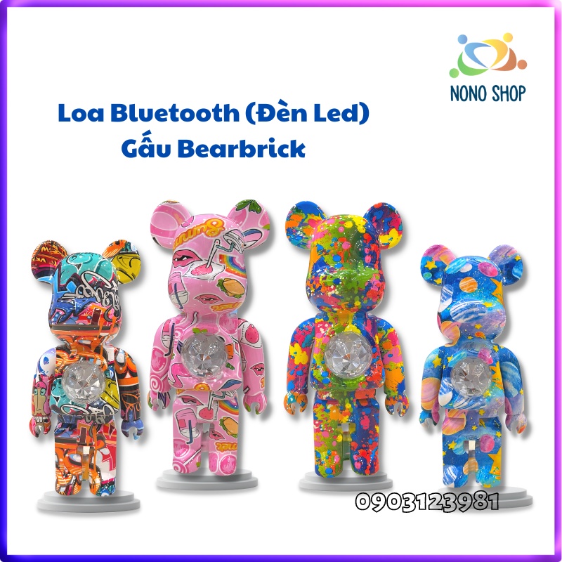 (HOT) Loa Bluetooth Gấu Bearbrick Đèn Led, Âm Thanh To Rõ Nét, Decor Bàn Làm Việc, Bảo Hành 1 Đổi 1 (NONO SHOP)