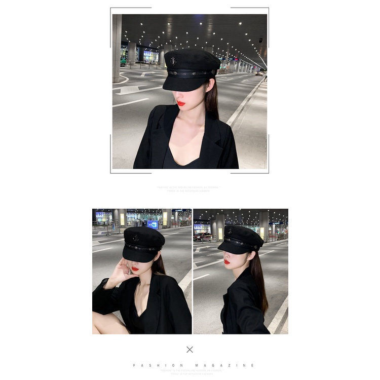 Mũ beret vải len phong cách retro thời trang cho nữ