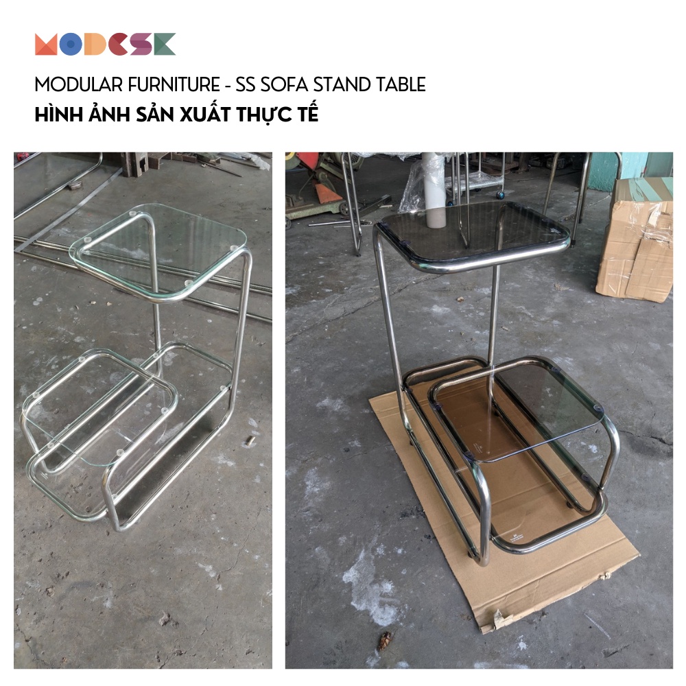 Kệ Sofa - Đầu Giường MODESK SS Sofa Stand Table khung Inox 304 Kính Cường Lực [phòng khách - quán cafe]