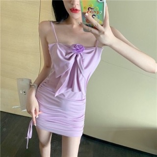Váy 2 dây rút chun nơ ngực
