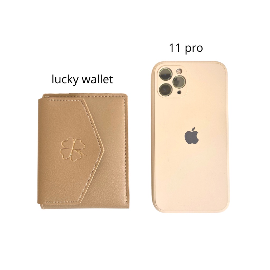 Ví Vuông Lucky wallet ép chìm hình cỏ 4 lá da mềm nhiều ngăn by Vuông