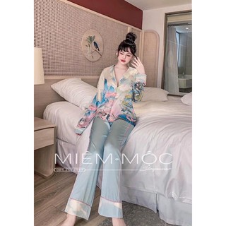 Đồ Ngủ Pijama Lụa Satin Tay Dài Quần Dài