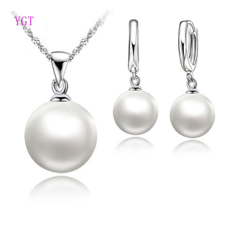 Bộ Vòng cổ + Bông Tai Đính Ngọc Trai Thời Trang Cho Nữ