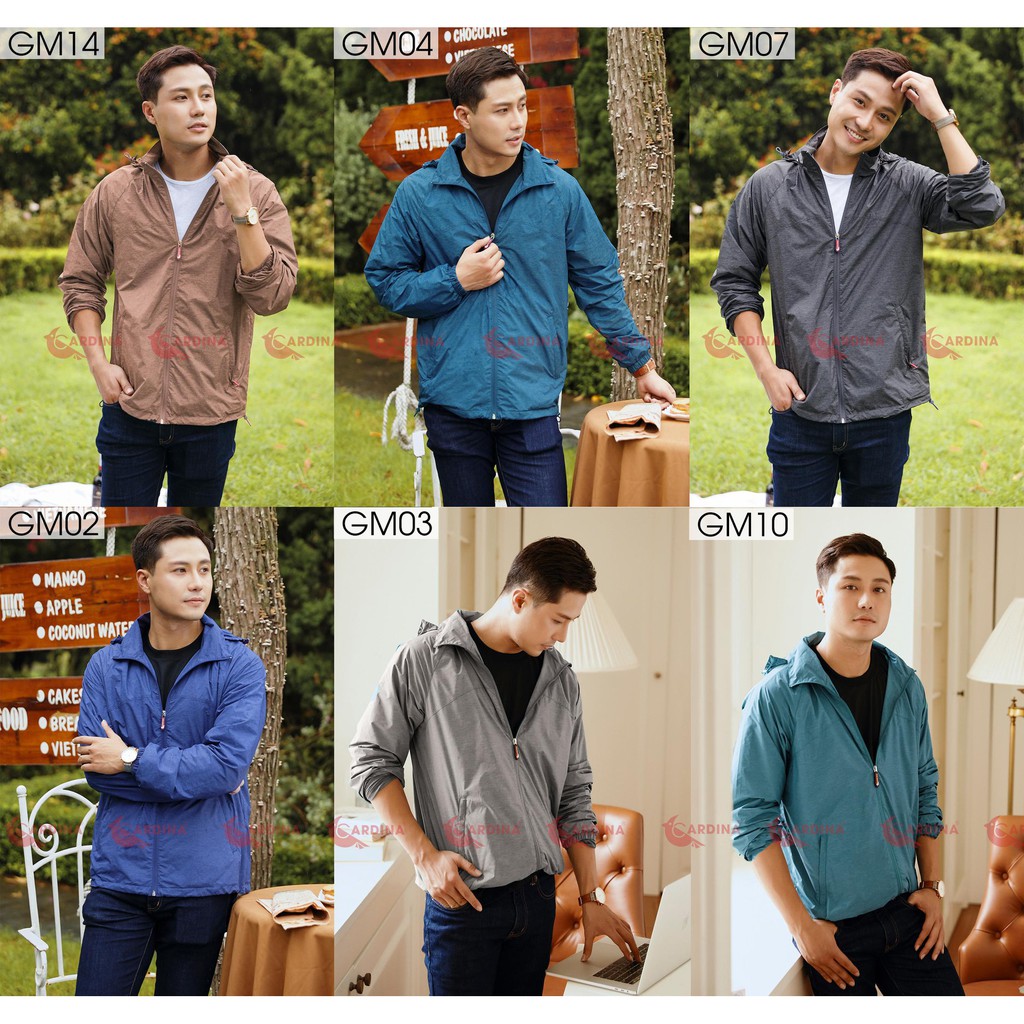 Áo gió Nam gió mềm mỏng cao cấp Chính Hãng Cardina, chống bụi, chống bám mốc, chống nước, chống gió 