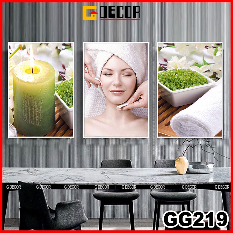 Tranh treo tường canvas khung gỗ 3 bức phong cách hiện đại Bắc Âu trang trí spa phòng khách phòng ngủ phòng ăn 219