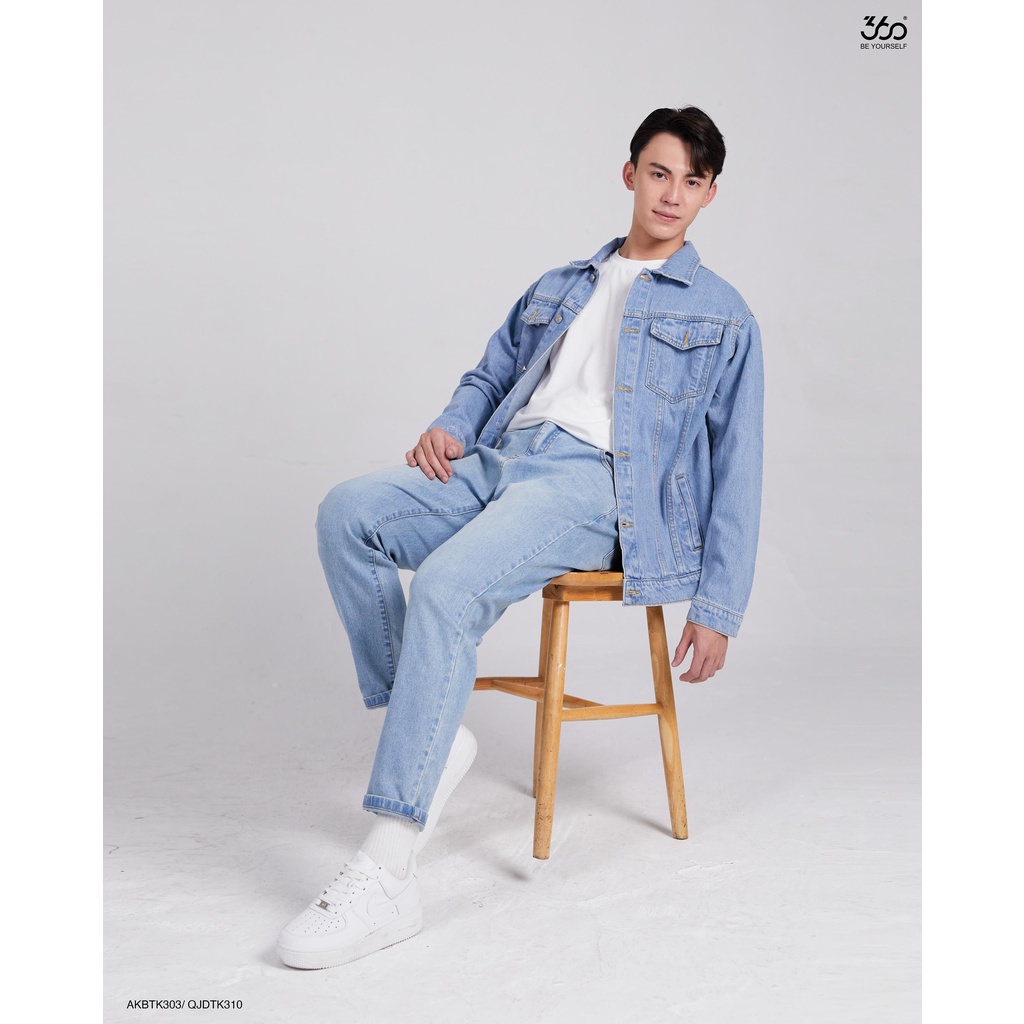 Áo khoác jean nam dài tay thương hiệu thời trang 360Boutique chất liệu cao cấp  - AKBTK303