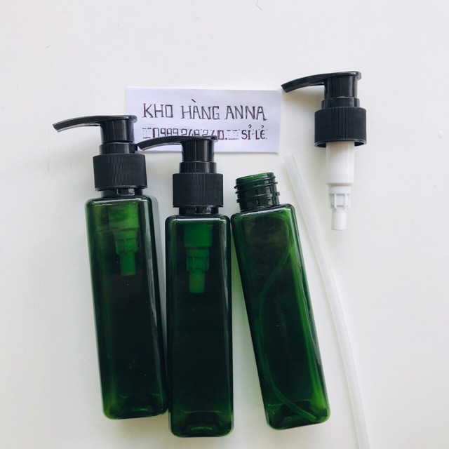[ Chai lọ hủ nhựa 100ml ] 50 Chai nhựa vuông màu xanhlá 100ml- combo 50 Chai pet nhựa 100ml xịt xương/ Vòi nhấn/xịt giọt