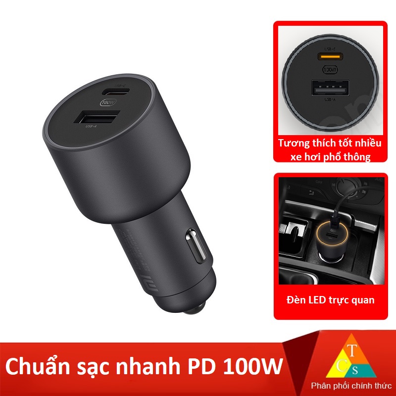 Sạc xe hơi ô tô nhanh 1A1C 100w Xiaomi