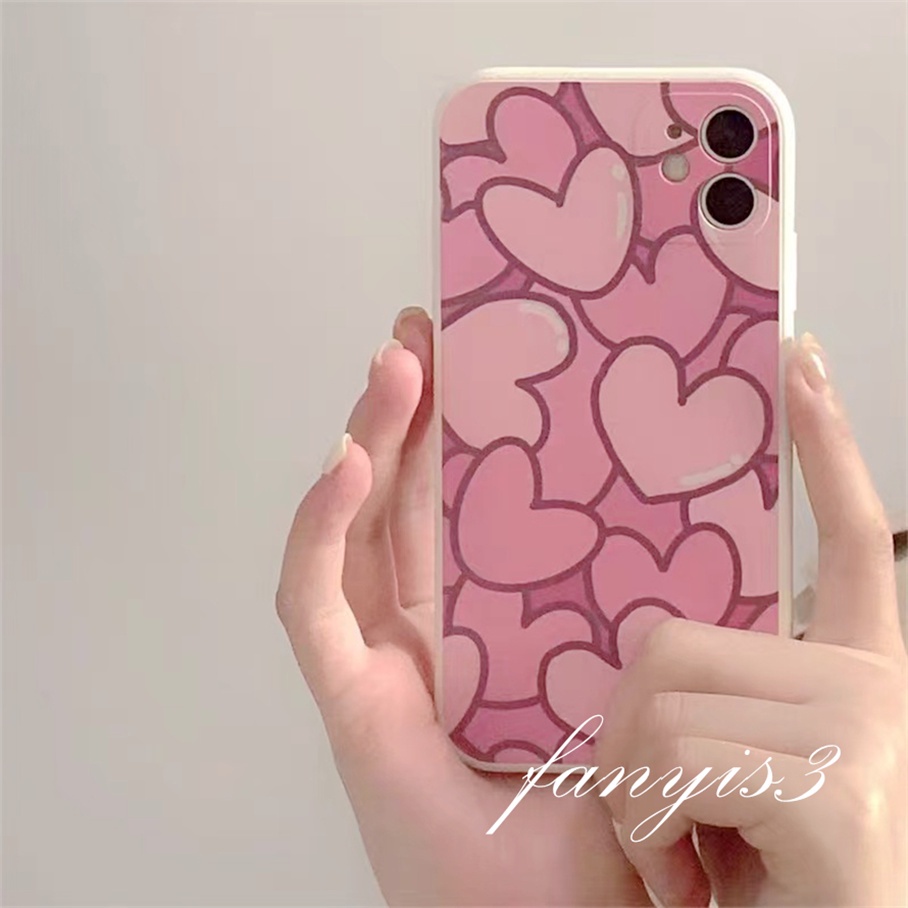 Ốp Điện Thoại Mềm Màu Hồng Họa Tiết Trái Tim Cho For iPhone 13 12 11 Pro Max X XR Xs Max 7 8 SE 2020 6 6s Plus