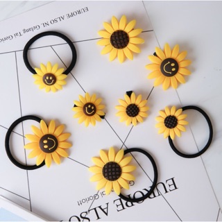 Kẹp tóc , cột tóc cặp hoa hướng dương.