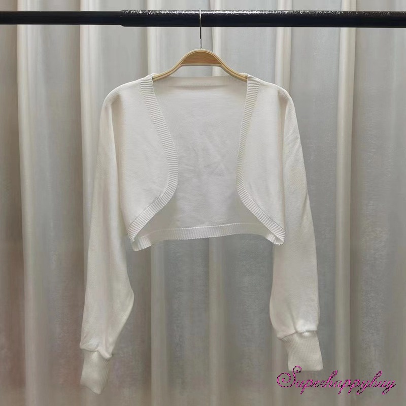 Áo Cardigan Dệt Kim Tay Dài Dáng Ngắn Thời Trang Cho Nữ