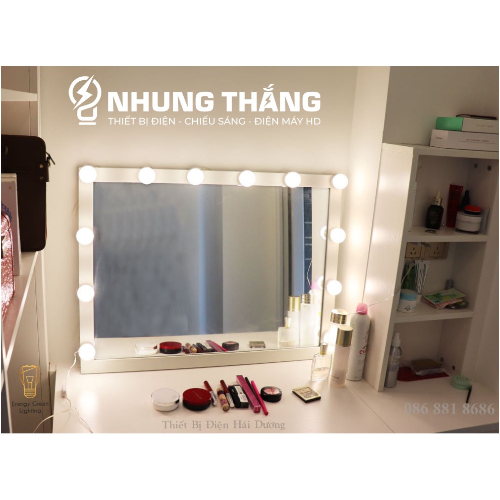 Set 10 bóng đèn LED chiếu sáng gương trang điểm BL-030 - Dán gương tiện lợi - 5 chế độ sáng - Tăng giảm ánh sáng