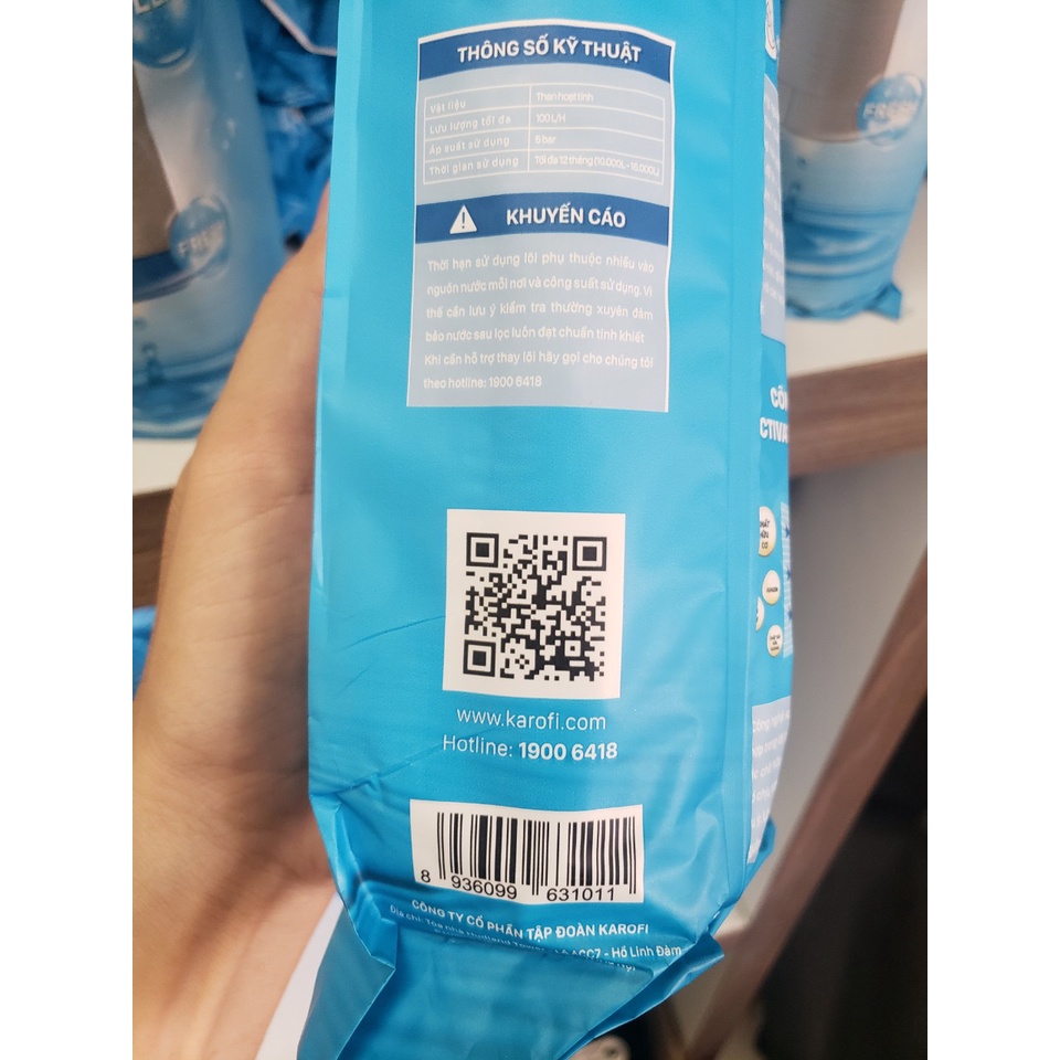 Bộ 3 Lõi lọc nước Karofi số 123 - Loại 10 inch (Dùng thay thế máy lọc nước RO)