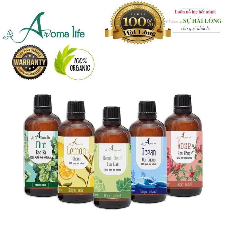 XẢ KHO 3 NGÀY Chai lớn Tinh dầu thiên nhiên nguyên chất Ấn Độ Aroma Life