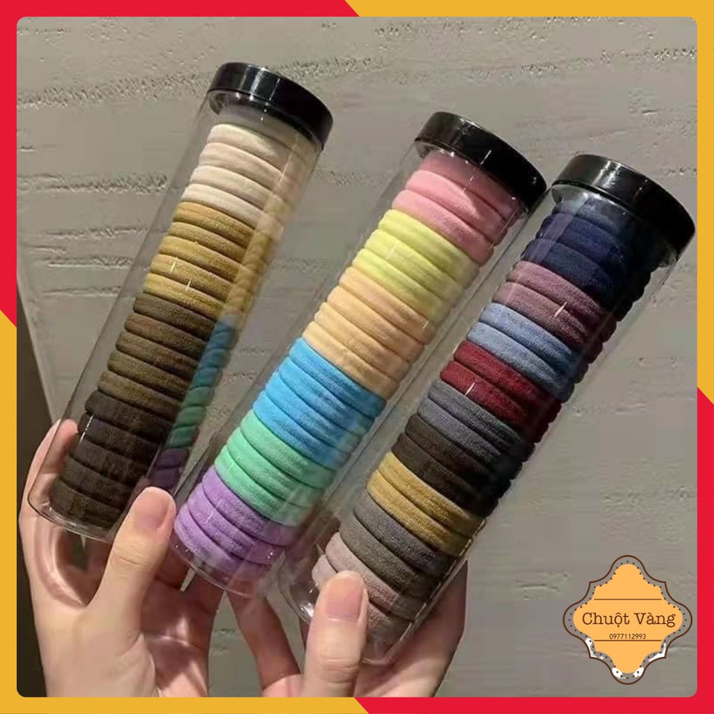 Ống chun tóc gồm 20 chun buộc tóc trơn nhiều màu sắc cho nữ