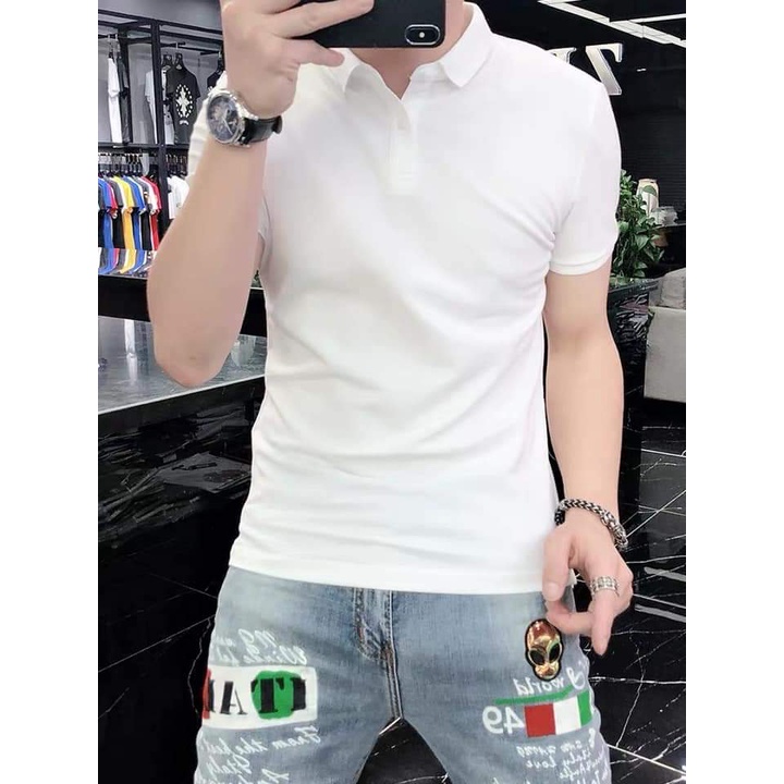 Áo thun nam POLO trơn vải cá sấu cotton cao cấp ngắn tay cực sang trọng