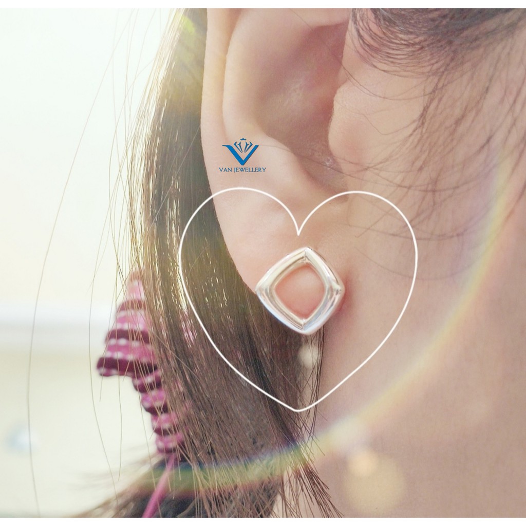 Bông tai bạc Bông hình thoi cách diệu bạc s925 Van jewelry