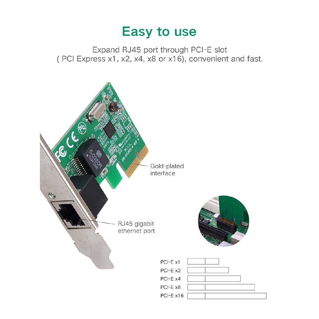 Card mạng LAN PCI - E 1000Mbps 10 / 100 / 1000M RJ-45