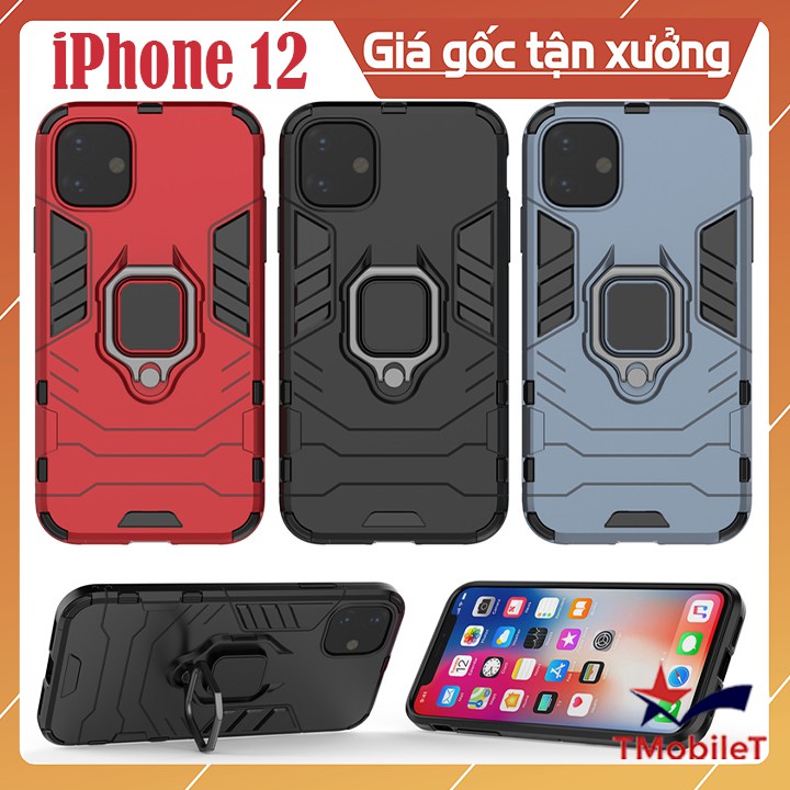 Ốp lưng Apple iPhone 12 💥𝐅𝐑𝐄𝐄 𝐒𝐇𝐈𝐏💥 Ốp chống sốc Iron Man gắn giá đỡ iring hỗ trợ xem video, chống va đập mạnh