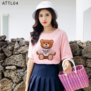 Áo thun tay lỡ in hình gấu con ngộ nghĩnh