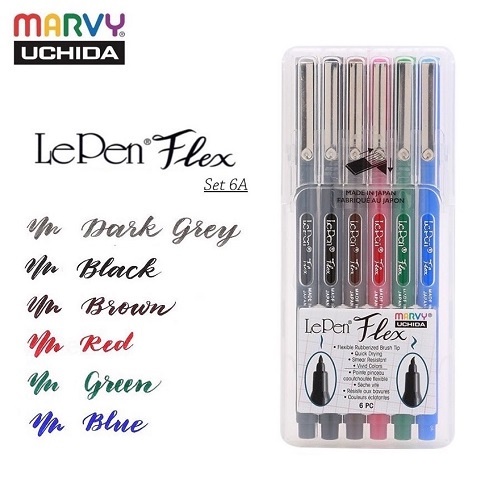 [Giao hỏa tốc] SET 6 Cây LePen Flex - Bút viết thư pháp calligraphy, lettering Marvy 4800