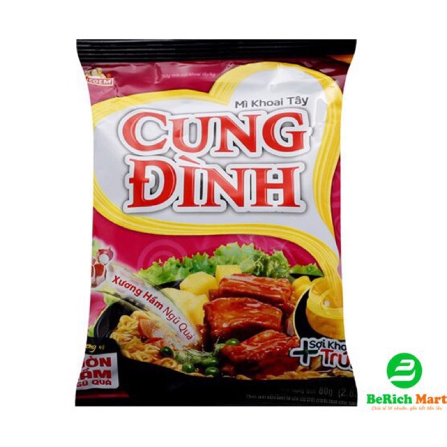 1 Thùng Mì Cung Đình 30 Gói Chọn Vị Lẩu Tôm Chua Cay, Sườn Heo Hầm Măng