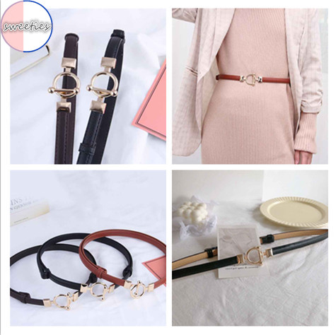 Thắt lưng da PU phối khóa kim loại dạng tròn thời trang dành cho nữ