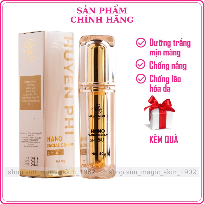 Kem Face Nano Huyền Phi Dưỡng Trắng Căng Bóng Chống Nắng Makeup