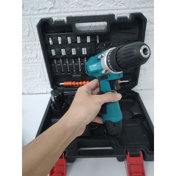 Máy khoan pin 12V hãng makita 2 pin kèm phụ kiện siêu khỏe siêu bền pin siêu trâu - khoan tường - BH 12 tháng