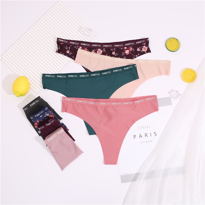 Cute Byte Bộ 2 Quần Lót Lọt Khe Lưng Thấp Không Đường May In Chữ Dễ Thương Cho Nữ