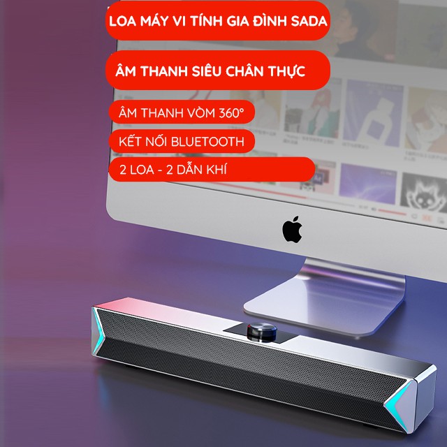 Loa Thanh Siêu Trầm Bluetooth Gaming Soundbar Để Bàn Sada D6 Công Suất Lớn Dùng Cho Máy Vi Tính PC, Laptop, Tivi