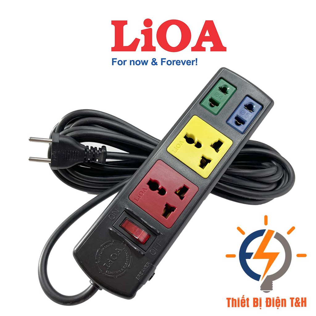 Ổ cắm điện LIOA đa năng, phổ thông, 4 lỗ, 6 lỗ, 8 lỗ, 10 lỗ, dây dài 3M, 5M, chính hãng - Thiết Bị Điện T&H
