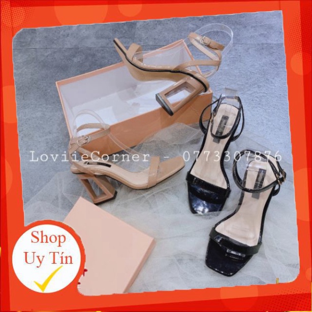LOVIIECORNER - GIÀY SANDAL NỮ CAO GÓT THỜI TRANG QUAI NGANG MÃNH ĐẾ VUÔNG 9CM - SANDAL NỮ DÂY MẢNH ĐẾ VUÔNG G191116