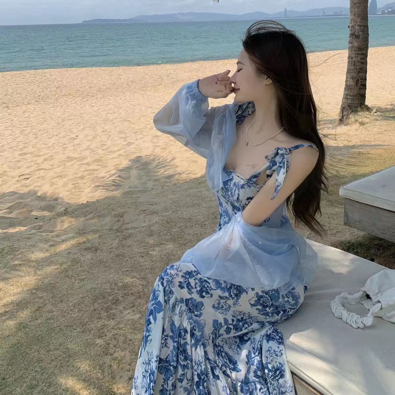 Đầm hai dây PERTY họa tiết hoa thiết kế mới thời trang mùa hè theo phong cách Hàn Quốc cho nữ