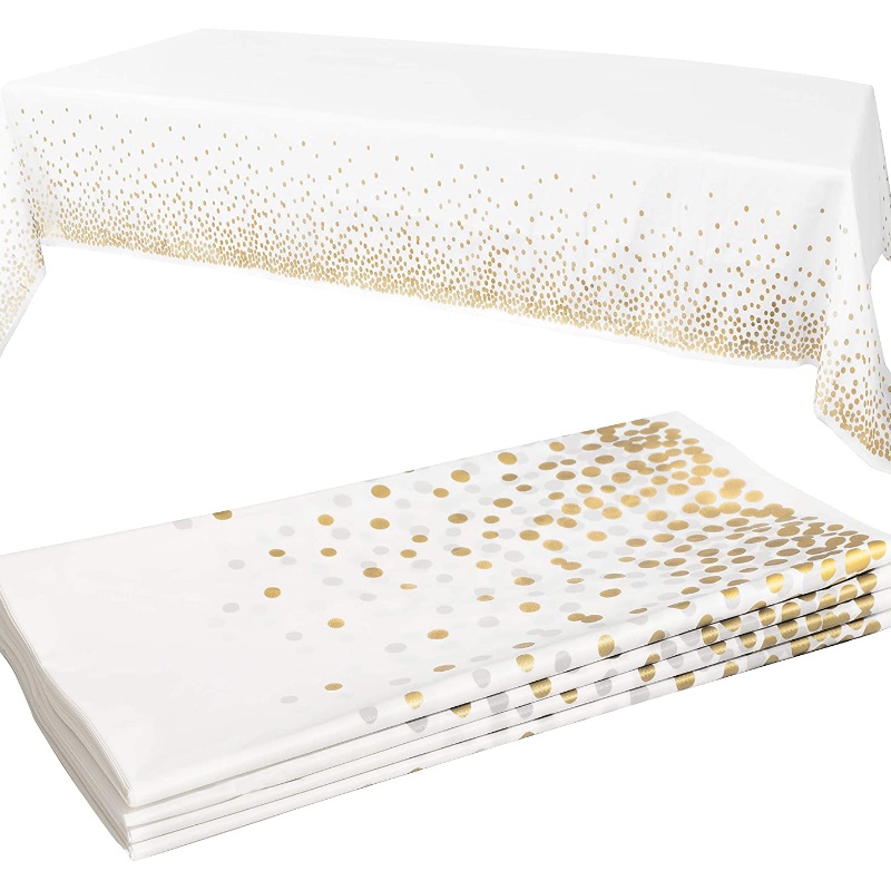 Khăn Trải Bàn Dùng Một Lần Họa Tiết Chấm Bi Màu Vàng Đồng 137*274