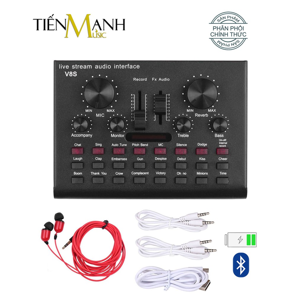 Sound Card Thu Âm Thanh, Livestream, Hát Karaoke Cuvave V8S - Bluetooth Pin Sạc USB Audio Interface Soundcard Auto Tune