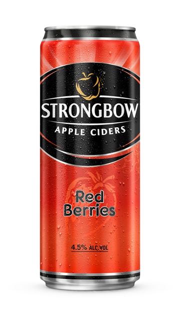 Thùng 24 lon nước táo lên men Strongbow vị dâu đỏ 330ml/lon