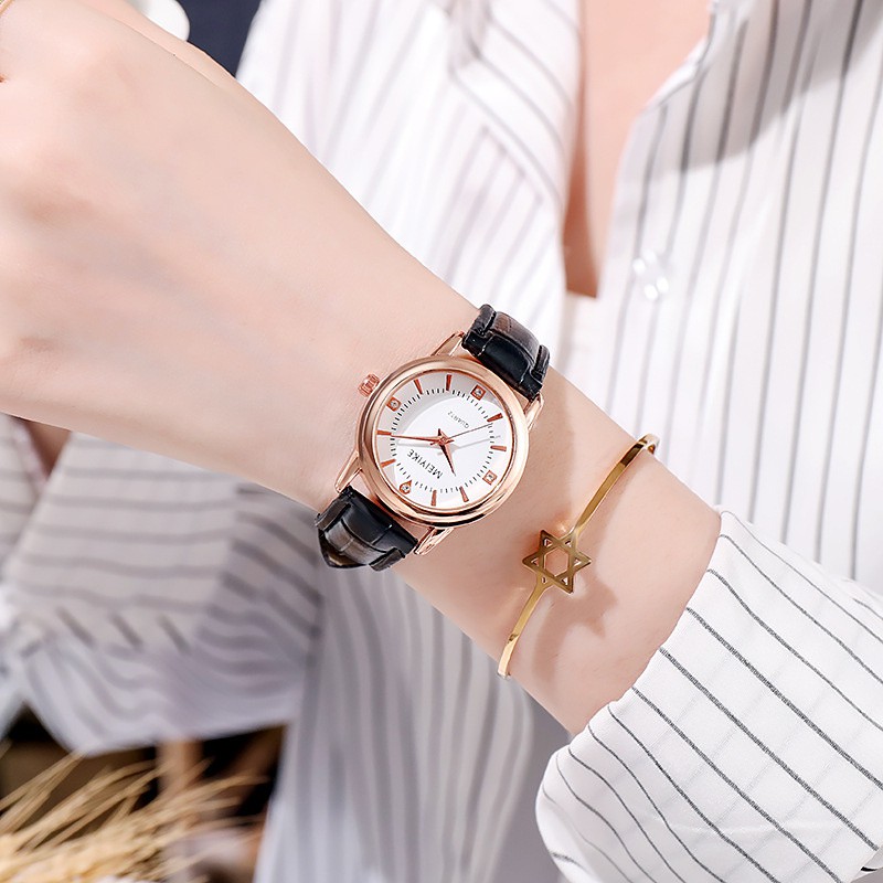 MEIYIKE Cặp đôi bằng da PU Đồng hồ bằng hợp kim Mặt số bằng kim cương giả Thời trang Đồng hồ thạch anh đơn giản Đồng hồ dành cho sinh viên Những người yêu thích Đồng hồ cho cặp đôi