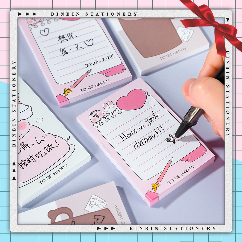 Tập 50 tờ giấy note ghi chú check list họa tiết động vật dễ thương 9x6cm GCG01