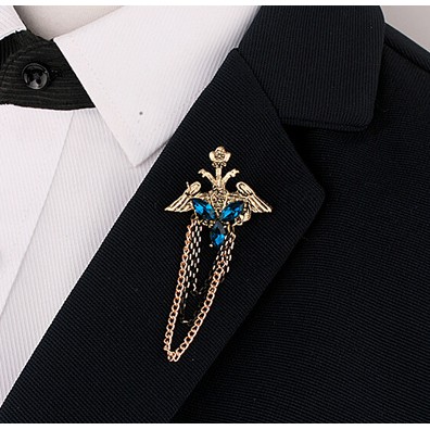 Dây cài ngực áo c179 thiết kế hình vương miện phong cách Anh Quốc dành cho nam