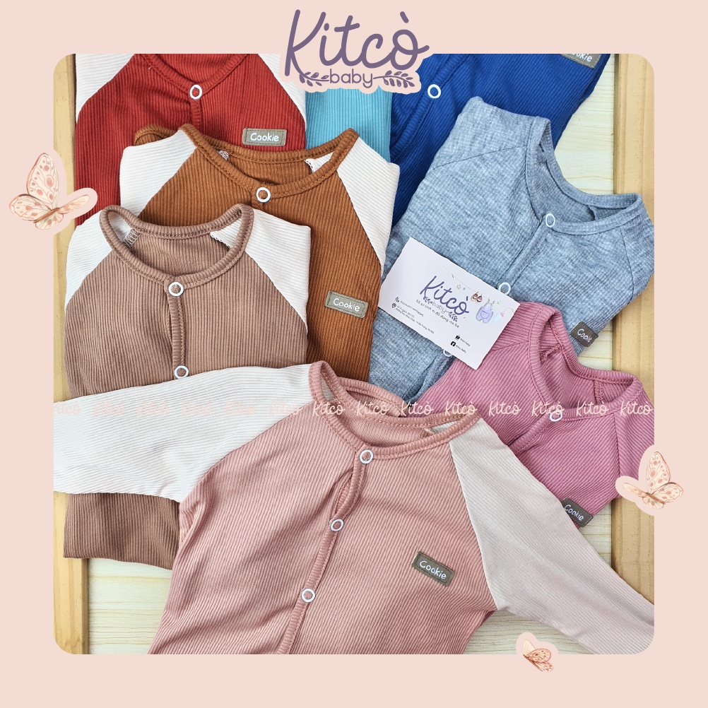 COOKIE Bodysuit dài tay cài giữa