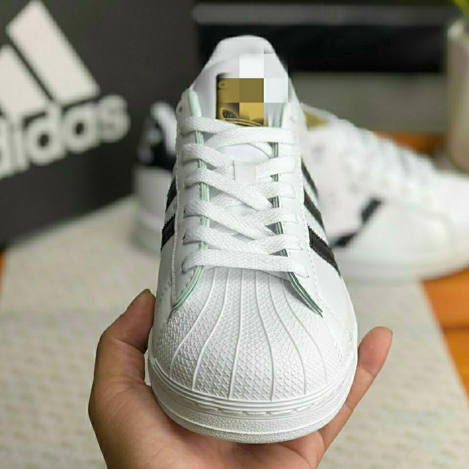 Giày superstar  mũi sò màu trắng sọc đen, giày thể thao adidas mũi sò vip da thật, full size cho cả nam nữ
