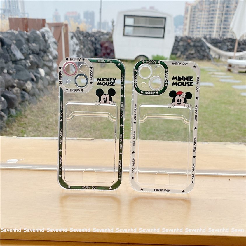 Ốp Điện Thoại Mềm Trong Suốt Có Ngăn Đựng Thẻ Cho iPhone 14 13 12 11 Pro Max X XR Xs Max 8 7 6 6s Plus SE 2020