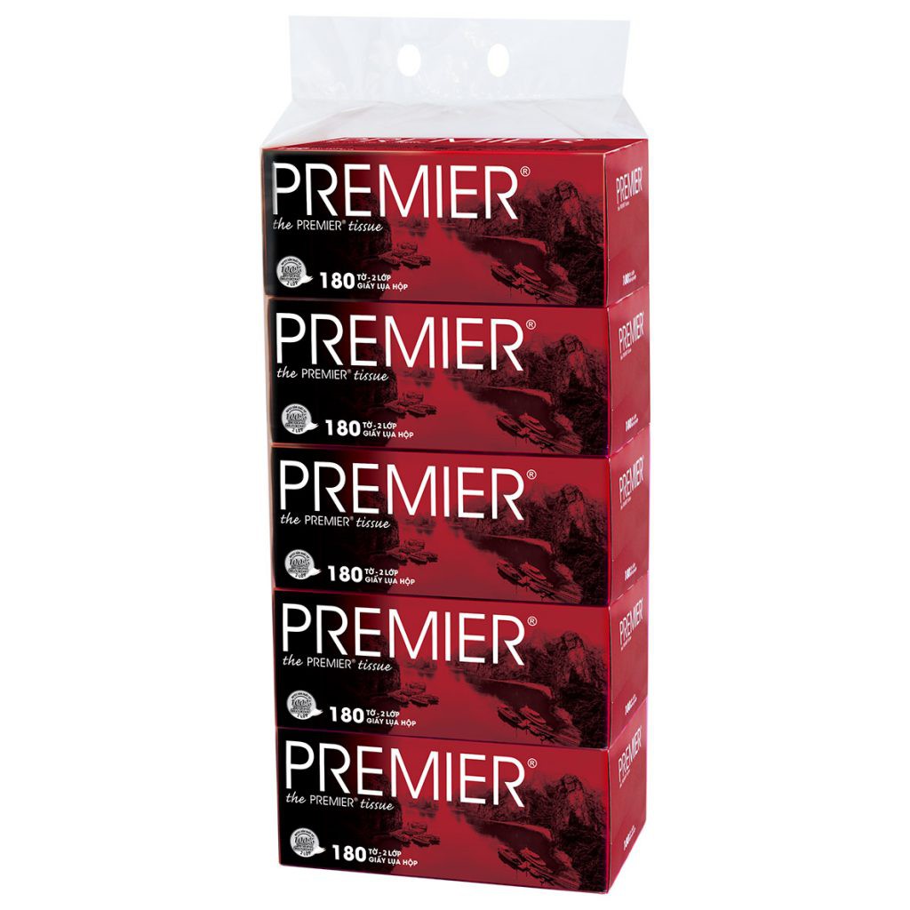 Lốc 5 Hộp Khăn Giấy Lụa Premier 180 Tờ