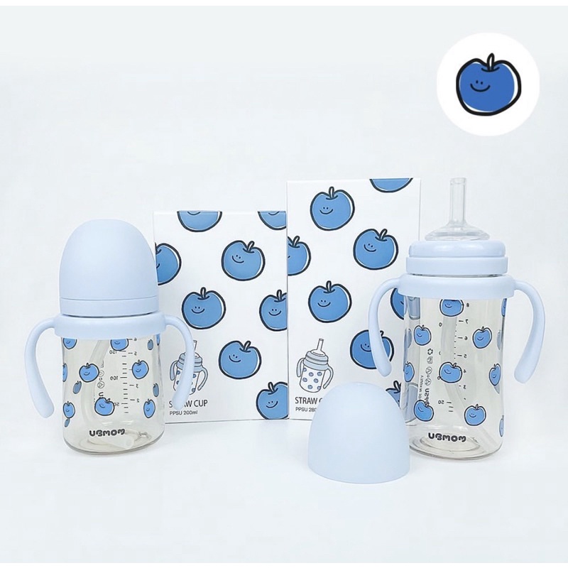 Bình hút tay cầm Ubmom 200ml - 280ml bản limited Hổ, Táo xanh, Chó trắng