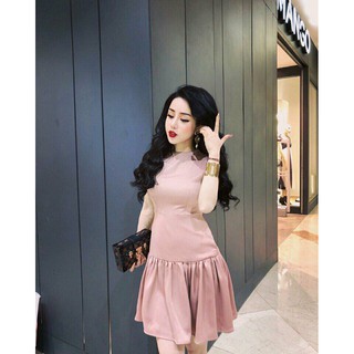 Đầm body sát nách phối bèo siêu cute
