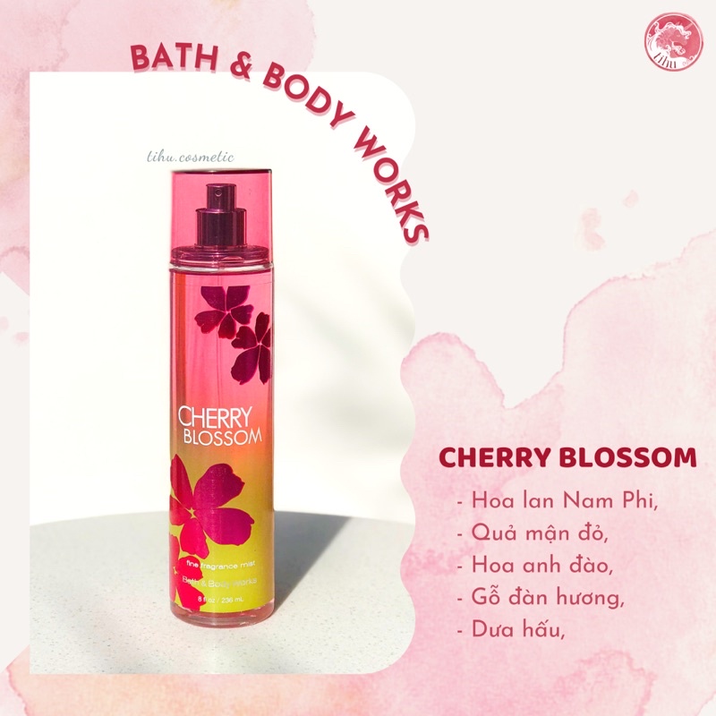 Top 5 xịt thơm body mist hương hoa Bath &amp; Body Works