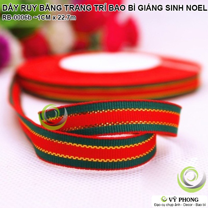 CUỘN DÂY RUY BĂNG TRANG TRÍ ĐÓNG GÓI BAO BÌ HỘP QUÀ CÁC DỊP LỄ TẾT NOEL GIÁNG SINH RB-0006