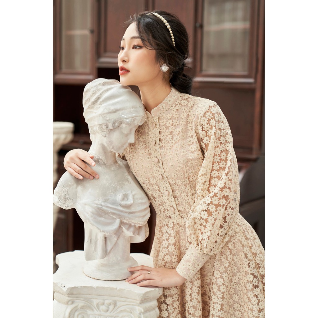 Đầm ren dự tiệc, đầm ren hoa nhí Mozz